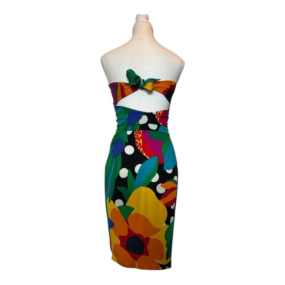 DVF Diane Von Furstenberg CALIDA Runway Dress Tropical Dot Flower Silk Sz 2 - Picture 4 of 11